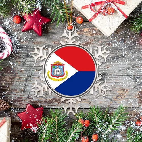 Vista 7 de Bandera de San Martín, adornos decorativos para colgar, bandera nacional, silueta de San Martín, decoración del árbol de Navidad, recuerdo de metal