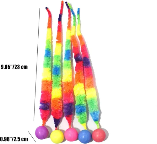 Vista 2 de Paquete de 5 bolas interactivas para gatos con gusano arcoíris para gatos