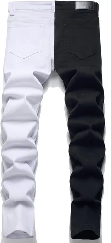 Vista 2 de RXXKKK Jeans Flex de ajuste regular de color de contraste para hombre