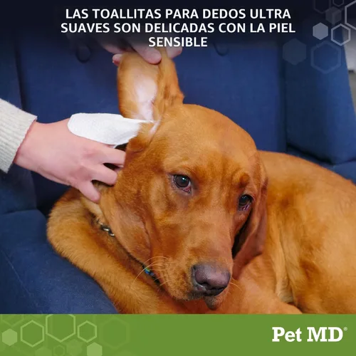 Vista 4 de Pet MD - Toallitas para orejas de perro, con eucalipto y aloe vera para perros, 50