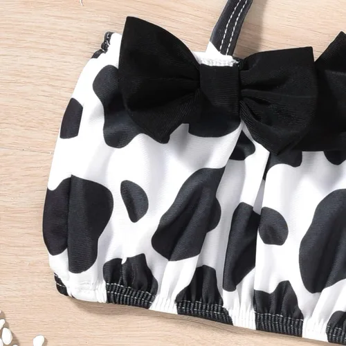 Vista 6 de Aalizzwell Conjunto de bikini de 3 piezas para niñas pequeñas con sombrero