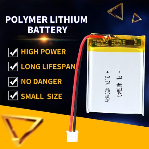 Vista 4 de 3.7V 450mAh 403040 Lipo batería recargable batería de iones de polímero de litio con conector JST
