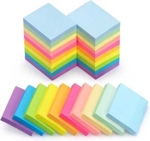 Vista 9 de Notas adhesivas de 1.5 x 2 pulgadas, 20 blocs autoadhesivos, 10 colores 20 almohadillas