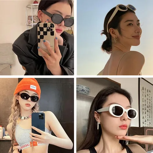 Vista 2 de Gafas de sol ovaladas de moda para mujeres y hombres, gafas modernas de ojo de gato para niñas