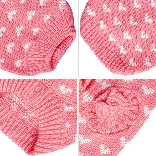 Vista 3 de Dxhycc Suéter de perro tejido con corazón, suéter de cachorro cálido y suave, ropa festiva para mascotas para gatos y perros pequeños (Rosa, S)