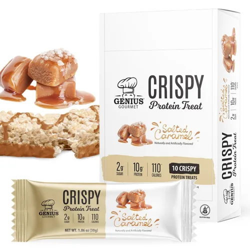 Vista 11 de Genius Gourmet Golosina de proteína crujiente, mantequilla de maní de chocolate, aperitivo Keto, bajo en carbohidratos, bajo en azúcar y sin gluten