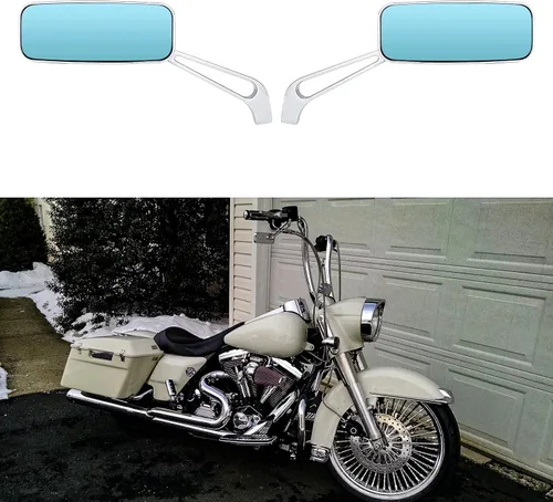 Vista 10 de Espejos de motocicleta en forma de murciélago negro, espejos retrovisores de motocicleta actualizados compatibles con Harley Road King, Sportster