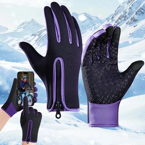 Vista 29 de Guantes de ciclismo de invierno para hombres y mujeres, impermeables, térmicos, agarre antideslizante para montar y actividades en clima frío