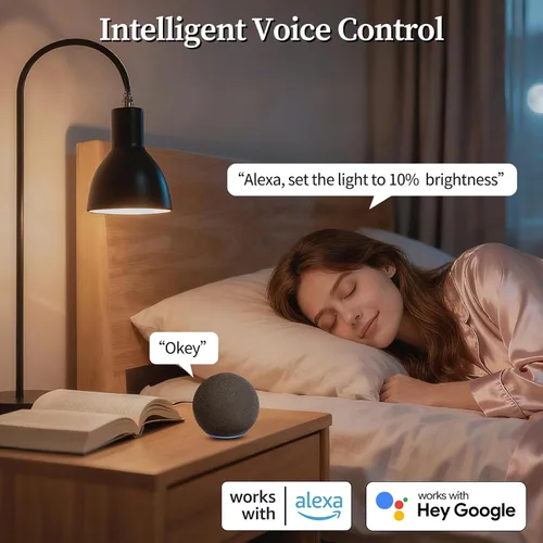 Vista 4 de Bombillas LED inteligentes Meliya, cambio de color regulable y temporización, WiFi y Bluetooth inteligentes, compatibles con Alexa y Google