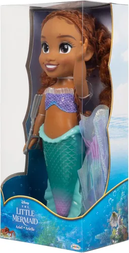 Vista 6 de The Little Mermaid Disney Little Mermaid Movie - Impresionante muñeca Ariel de 15 pulgadas con cola iridiscente nacarada y aletas de tela brillante