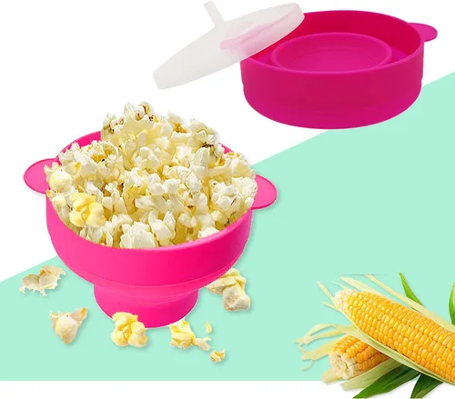 Vista 8 de Mini palomitas de maíz para microondas, silicona sin BPA, plegable, para hacer palomitas de maíz, cuenco para palomitas de maíz, apto para Azul