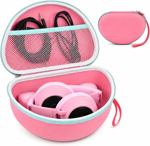 Vista 13 de PAIYULE Funda de auriculares para niños iClever para Riwbox CT-7S/CT-7, para auriculares de caramelo con oreja, funda protectora rígida con bolsillo