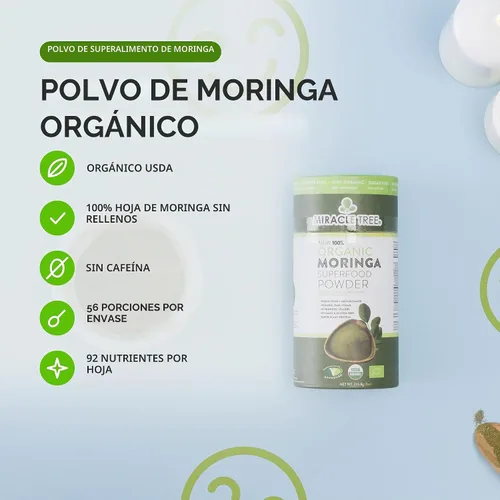 Vista 2 de Superalimento de moringa orgánica en polvo de Miracle Tree