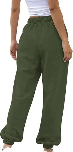 Vista 4 de Lainuyoah Pantalones deportivos para mujer, con parte inferior de cincha, bolsillos, cintura alta, deportivo, gimnasio, ajuste atlético, pantalones