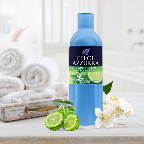 Vista 3 de Felce Azzurra Bergamota y jazmín - Gel de baño refrescante de esencia - enriquecido con toques de ámbar y canela - Fragancia intensa y regeneradora