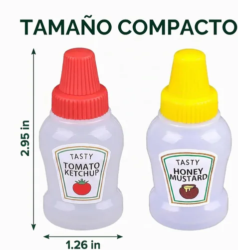 Vista 9 de 4 pares de mini botellas de ketchup para accesorios de caja Bento, 0.8 onzas líquidas, botellas vacías de salsa de tomate japonesa para aderezo