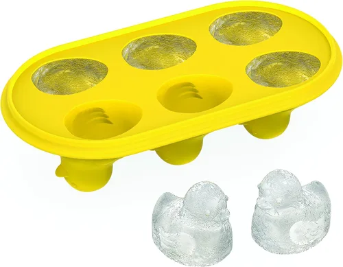 Vista 8 de TrueZoo Quack the Ice Duck - Bandeja para cubitos de hielo, molde de silicona de fácil liberación para whisky, cócteles, té helado, chupitos