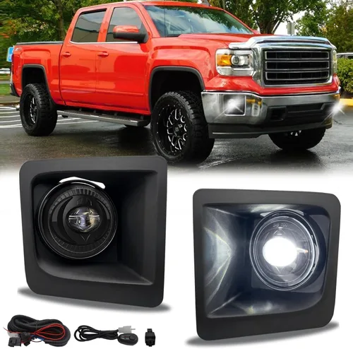 Vista 9 de Shocklight Luces antiniebla LED para parachoques delantero, compatibles con GMC Sierra 2014 2015 1500 W/interruptor y arnés de cableado