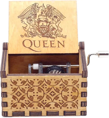 Vista 4 de Pursuestar Hand Crank Wooden Music Box for Bohemian-Rhapsody-Queen, Engraved Vintage Wood Musical Box for Birthday Valentine Wedding Christmas New