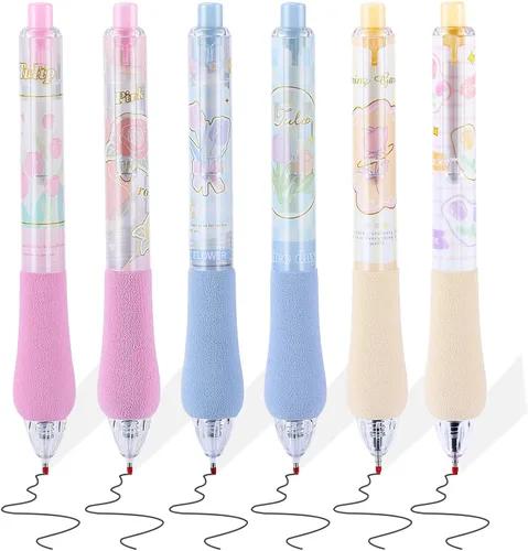 Vista 6 de 6 bolígrafos de gel kawaii, bolígrafos de gel retráctiles, bolígrafo coreano de punta fina, bolígrafo de escritura suave 0.5, tinta de secado