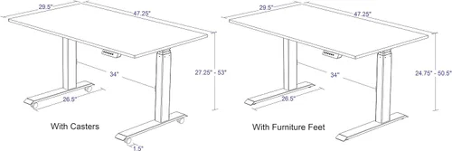 Vista 3 de Stand Up Desk Store Escritorio eléctrico de altura ajustable con memoria programable (marco negro/parte superior negra mate, 48 pulgadas de ancho)
