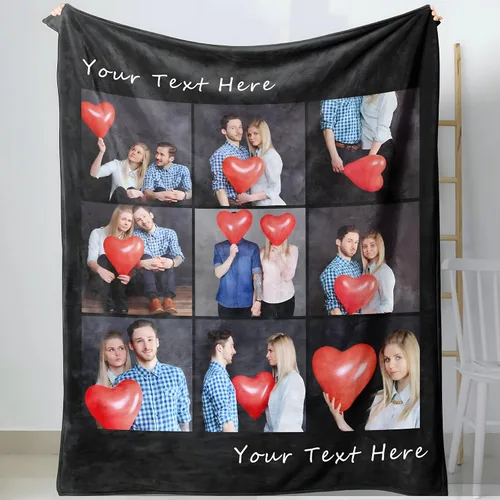 Vista 23 de D-Story Manta personalizada con foto, entrega al día siguiente, hecha en EUA, Manta de collage personalizada, haz una manta personalizada