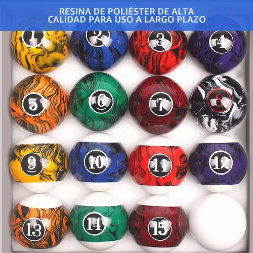 Vista 2 de Juego de bolas de billar para mesa de billar, diseño de mármol, remolino y estilo clásico, juego de 16 bolas