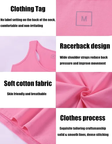Vista 5 de TADANG 4 Pieces Crop Tank Tops for Women, Sleeveless Racerback Crop Sports Top, Cropped Workout Tops Running Yoga Tanks
