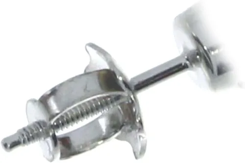 Vista 3 de Aretes de tuerca redondos de oro blanco de 14 k con rosca de amatista, No aplicable, Amatista