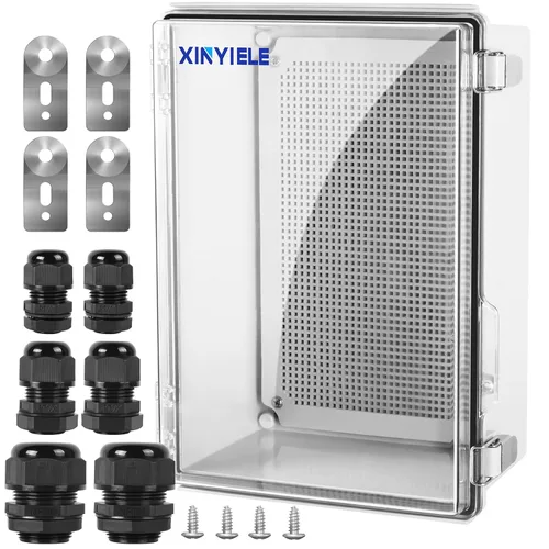 Vista 10 de Caja de conexiones de plástico ABS impermeable para proyectos al aire libre, IP67, resistente a la intemperie, a prueba de polvo con cubierta