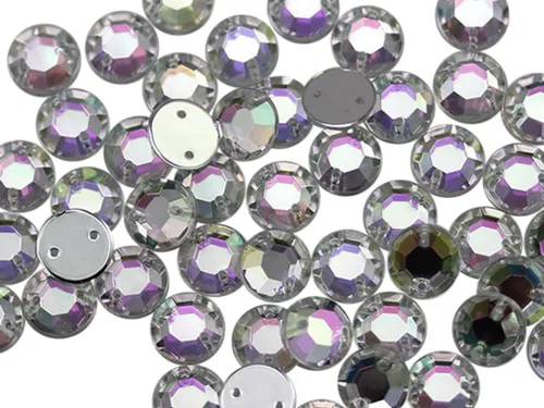 Vista 15 de Allstarco Cuentas de diamantes de imitación para coser con parte trasera plana de 0.472 in para manualidades, gemas redondas de plástico acrílico