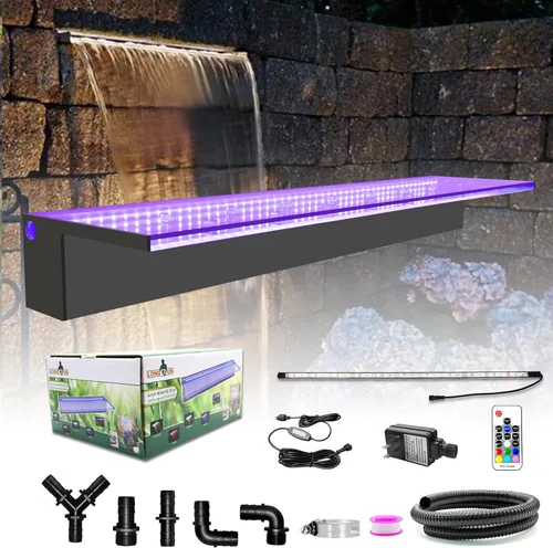 Vista 20 de Longrun Caja de cascada de estanque con kit de bomba, derrame de estanque de acero inoxidable 304 con bomba de 396 GPH 1500L/H para estanques, tira