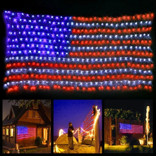 Vista 8 de XTF2015 - Cadena de luces LED de la bandera de los Estados Unidos, resistente al agua, para Navidad, festival, vacaciones, día de la independencia
