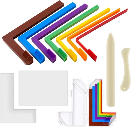 Vista 18 de 7 guías de alineación de manualidades de papel con estuche de almacenamiento, capas de precisión y espaciadores de estera, 1/16 a 1/2 pulgadas 7