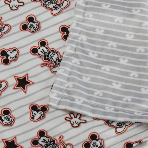 Vista 2 de Cudlie Disney Baby Boy Mickey Mouse - Manta reversible de visón de doble cara y gorra de Micky gris con orejas
