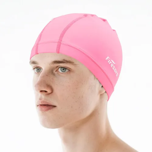 Vista 14 de Gorro de natación de tela Firesara, gorro de baño de alta elasticidad mantiene el cabello limpio y transpirable, se ajusta tanto al cabello largo