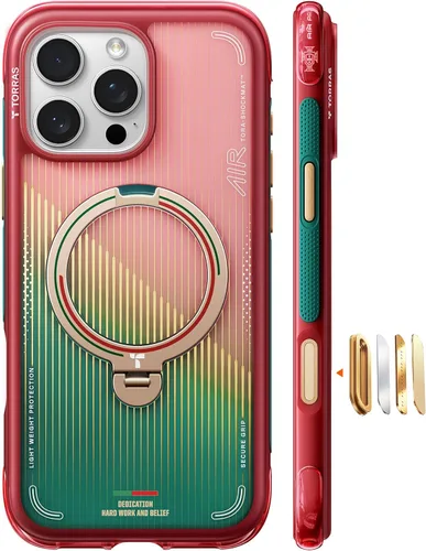 Vista 22 de TORRAS Ostand Q3 Air - Funda para iPhone 17 Pro con soporte magnético de 360°, compatible con MagSafe, probada contra caídas de grado mil, botón