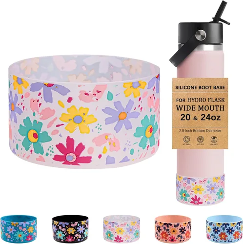 Vista 12 de HEYSKAY Funda Protectora de Silicona para Botellas de Agua Hydro Flask de Boca Ancha de 12oz 16oz 18oz 21oz 24oz Protector de Fondo y Otras Botellas