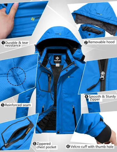 Vista 6 de GEMYSE - Chaqueta de esquí impermeable resistente al viento lluvia y nieve para hombre