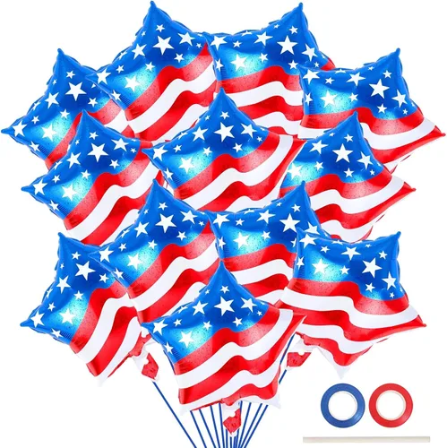 Vista 8 de 29 globos del 4 de julio, globos de decoración del Día de la Independencia, globos de papel de aluminio de la bandera estadounidense, globo