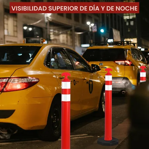 Vista 4 de OrangeStar Conos de poste de delineador de tráfico de 42 pulgadas, paquete de 6 conos de seguridad naranja con base de goma resistente