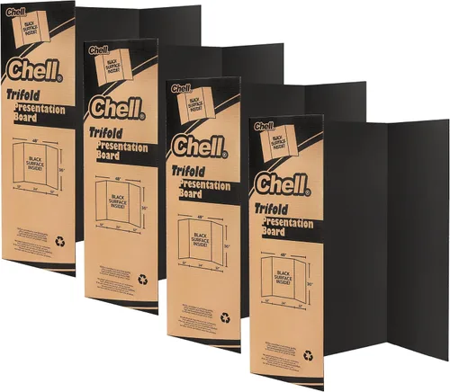 Vista 9 de Chell Tablero de Póster Tríptico de Tamaño Mini, 16" x 24", Tableros de Proyecto Corrugados Pequeños, Negro, Paquete de 2