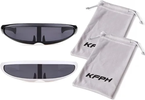 Vista 7 de KFPH Gafas de sol futuristas estrechas cíclopes UV400 Robot Space Costume Color Mirror Lens Party Rave Gafas futuristas