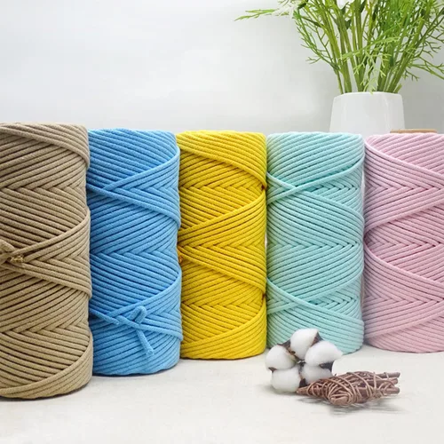 Vista 6 de JeogYong Cuerda de macramé de 0.157 in x 109 yardas, cuerda trenzada de algodón natural, cuerda de macramé para bolsas de ganchillo, colgar