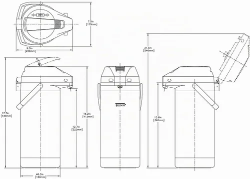 Vista 2 de Bunn Airpot de 3.8 Lt, estándar, inoxidable
