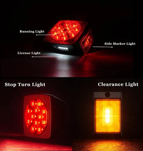 Vista 10 de Kit de luz de remolque de 12 V con certificación DOT para barco, caravana, automóvil, fácil montaje con arnés de alambre, oblea LED, impermeable