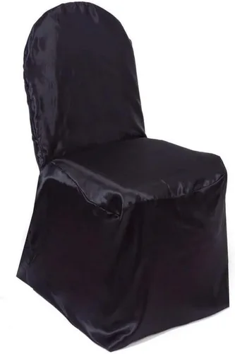Vista 2 de Efavormart - Fundas para sillas de banquetes de satén negro brillante para bodas, fiestas, banquetes y catering