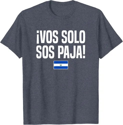 Vista 81 de Camiseta Vos Solo Sos Paja Salvadoran Slang Bandera de El Salvador, Negro