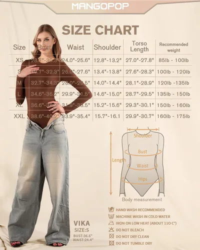 Vista 6 de MANGOPOP Bodysuits for Women Long Sleeve Body Suit Round Neck T Shirt Tops