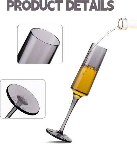 Vista 4 de Nuenen Copas de champán de plástico irrompibles de 5 onzas, copas de champán reutilizables para brindis de vino, copas de cóctel desechables